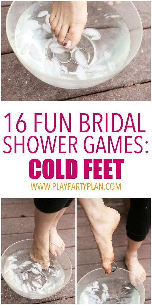 Vyzdvihnutie vecí v studenej vode v sérii svadobných hier so sprchou