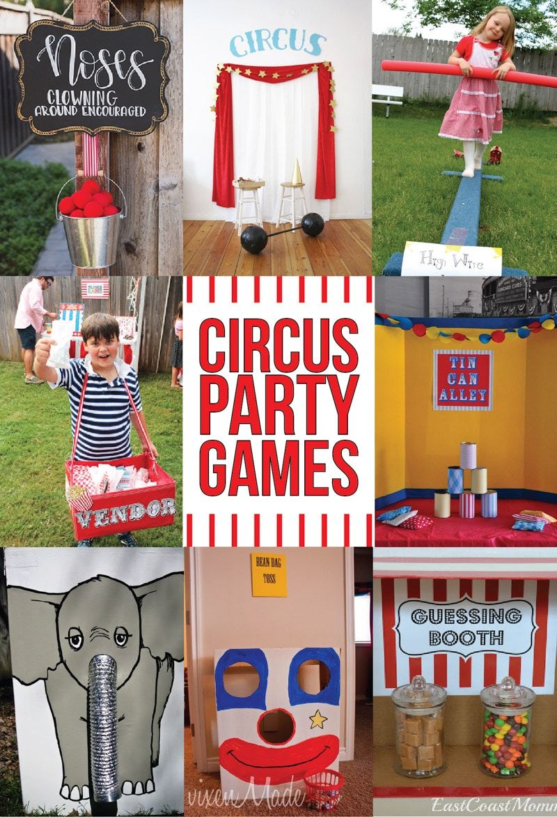 Jogos de festa temáticos de circo e muito mais