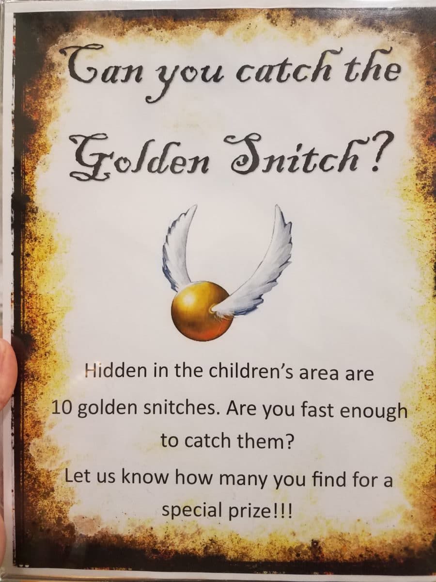 Altın snitch Harry Potter oyun tabelasını yakalayın