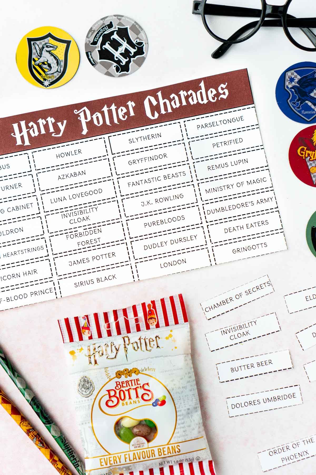 Harry Potter faz charadas com jujubas e lápis de Harry Potter