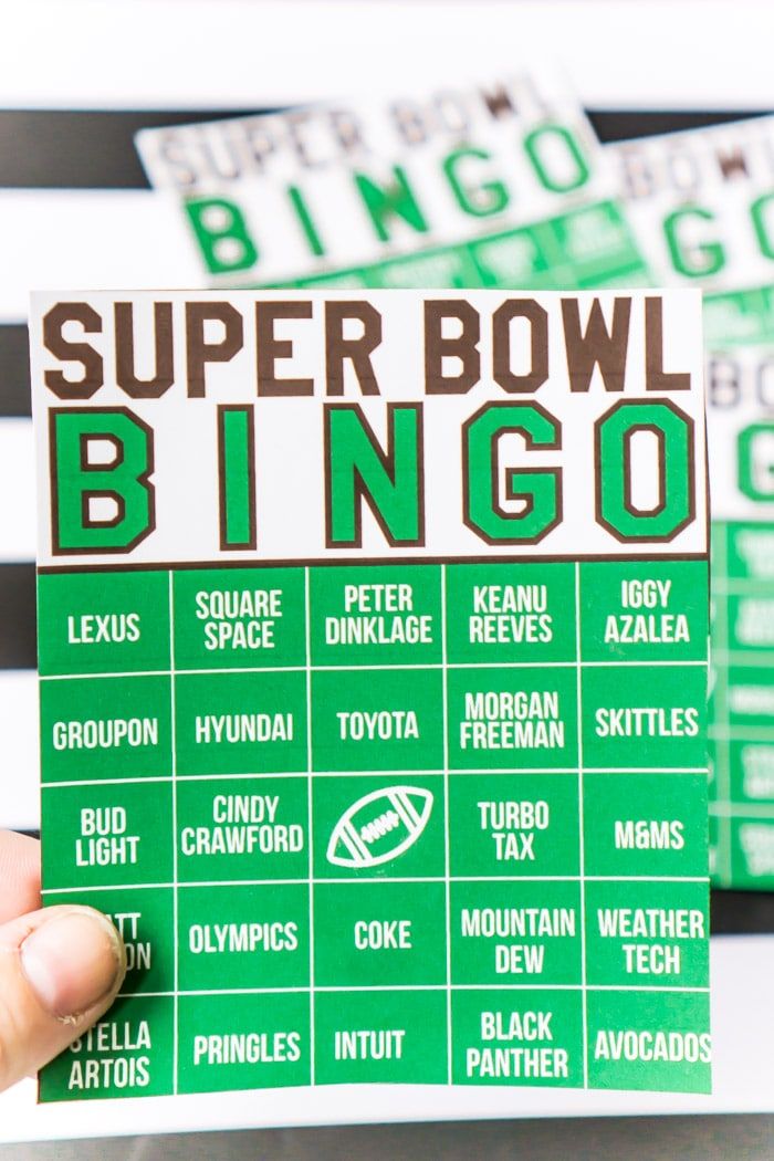 20 targetes de bingo Super Bowl imprimibles gratis