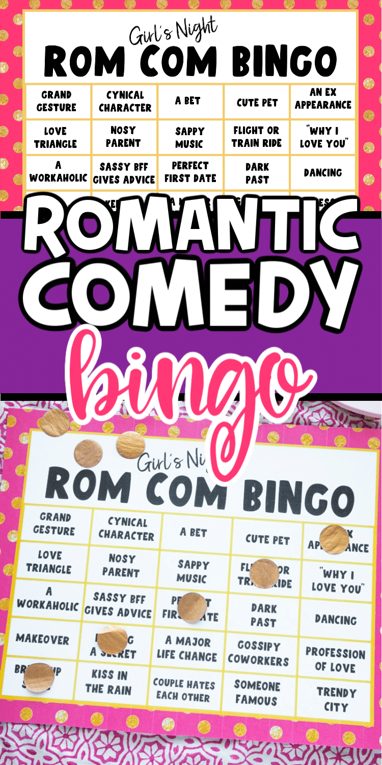 Αυτό το ρομαντικό παιχνίδι μπίνγκο κωμωδίας είναι ιδανικό για μια νύχτα για κορίτσια, στο βράδυ της ημερομηνίας στο σπίτι ή για να παίζετε μόνο όταν παρακολουθείτε μόνοι σας!