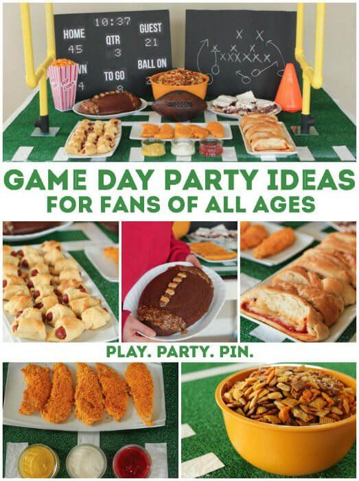 Tudo o que você precisa para dar uma festa do super Super Bowl, incluindo jogos de festa do Super Bowl, ideias de comida de futebol e muito mais!