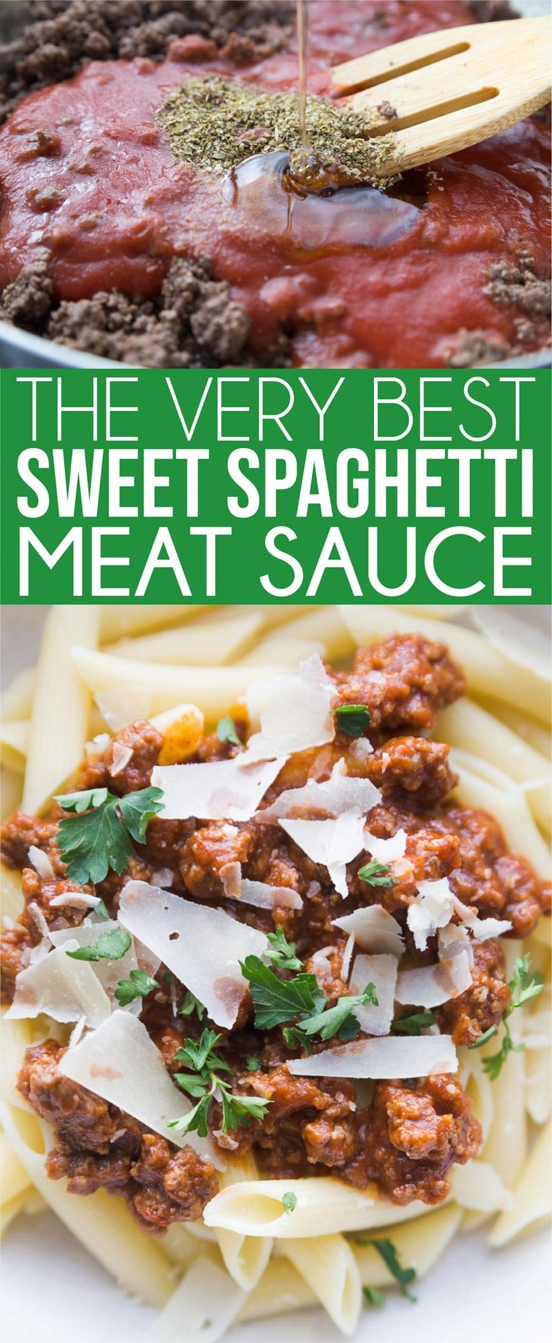 Preprosta domača omaka za špagete, ki je sladka, mesnata in popolnoma okusna! Preprosto je narediti iz nič in eno najboljših zdravih italijanskih omak, kar sem jih kdaj poskusil!