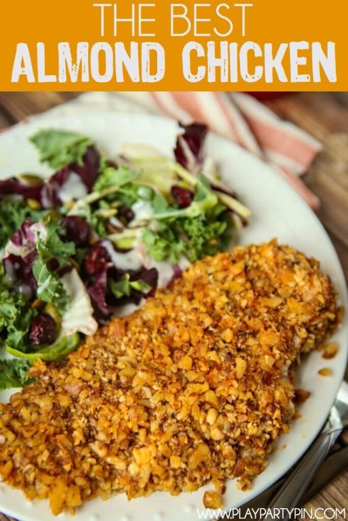 Aquesta senzilla recepta de pollastre d’ametlla és una gran idea de sopar paleo i perfecta per a algú que busca un deliciós sopar sense gluten.