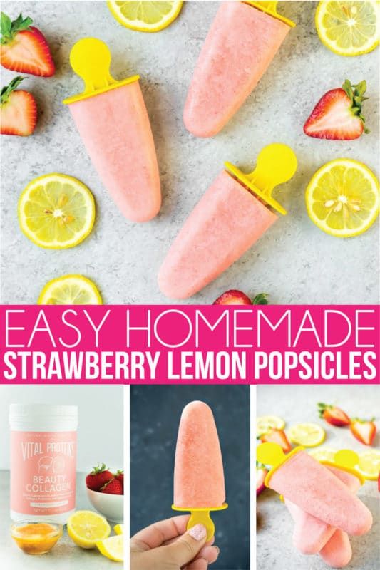 Skanus ir lengvas naminis braškių limonado popsicles!