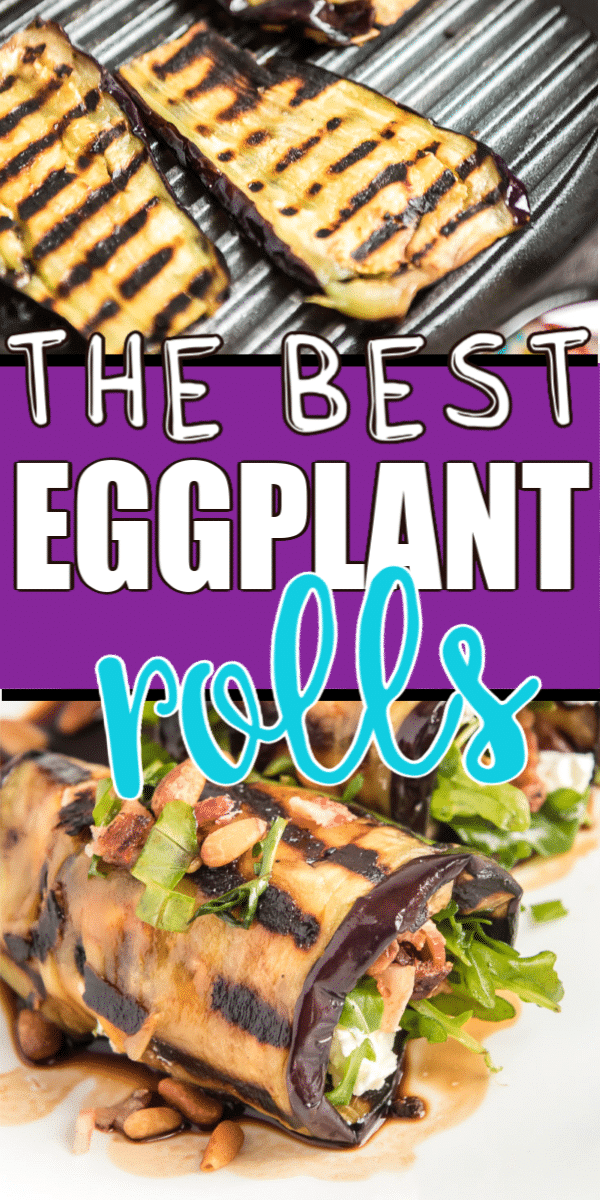 Collage ng mga eggplant roll na may teksto para sa Pinterest