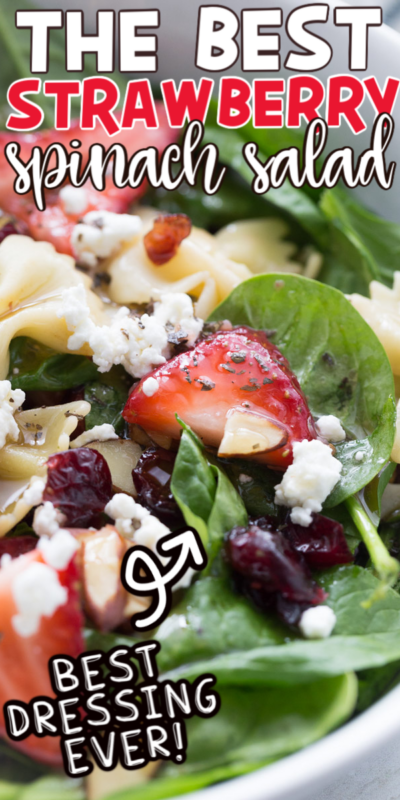 Salad rau bina dâu tây với văn bản cho Pinterest