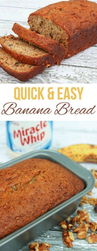 Jednoduchý a lahodný recept na banánový chléb, perfektní, pokud máte rádi banánový ořechový chléb