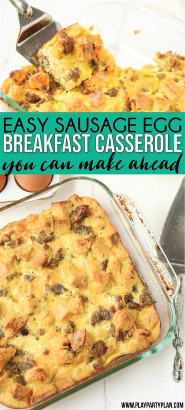 Easy Sosis dan Egg Breakfast Casserole dengan Bread Cubes