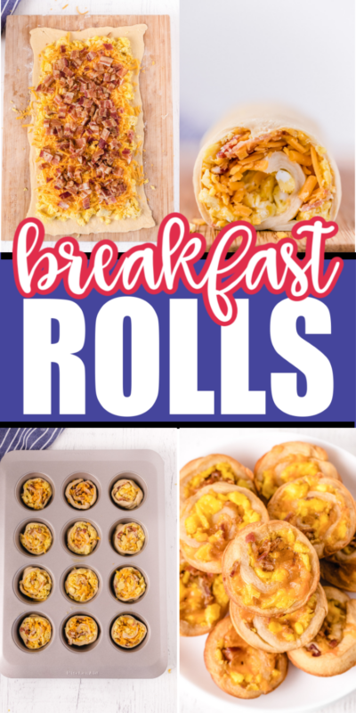 Cuatro imágenes de hacer panecillos de desayuno