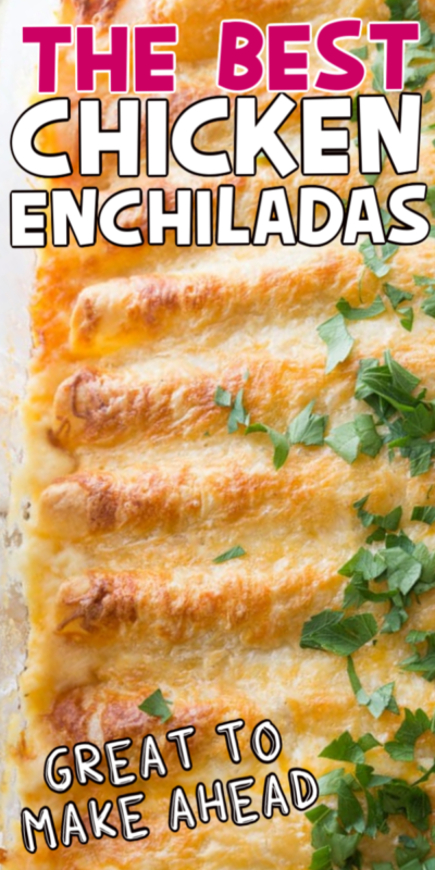 Kuřecí enchiladas s textem pro Pinterest