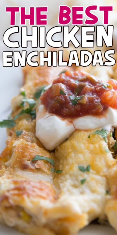 Enchiladas de pollastre amb text per a Pinterest