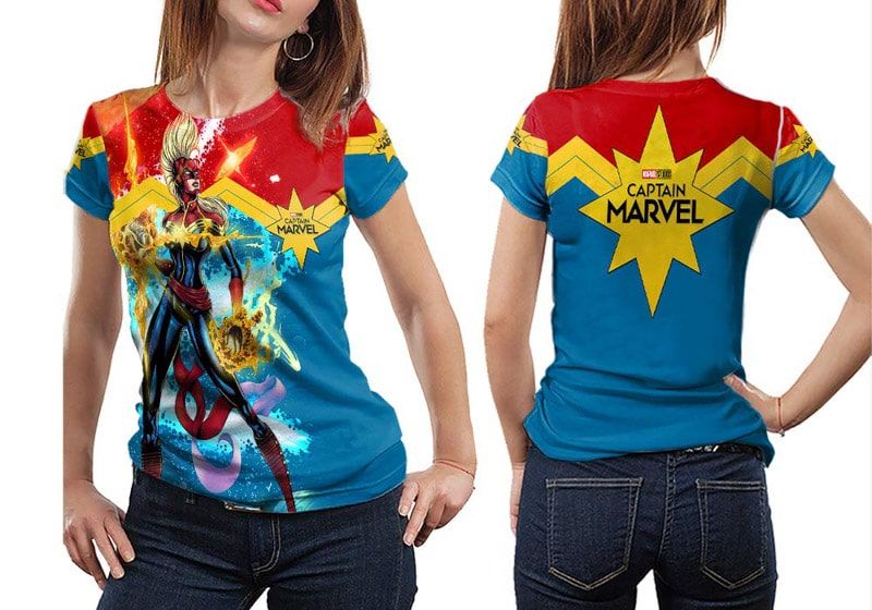 Velmi barevné tričko Captain Marvel