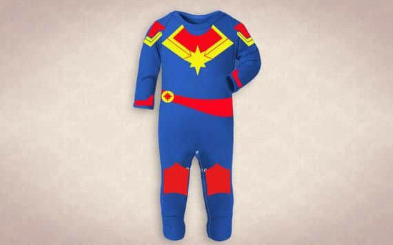 Disfressa de capità Marvel amb potes completes per a nadons