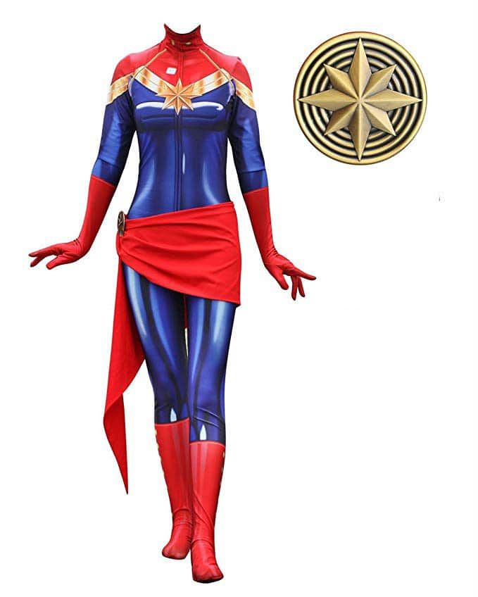 Una opción de cosplay de disfraz de Capitán Marvel