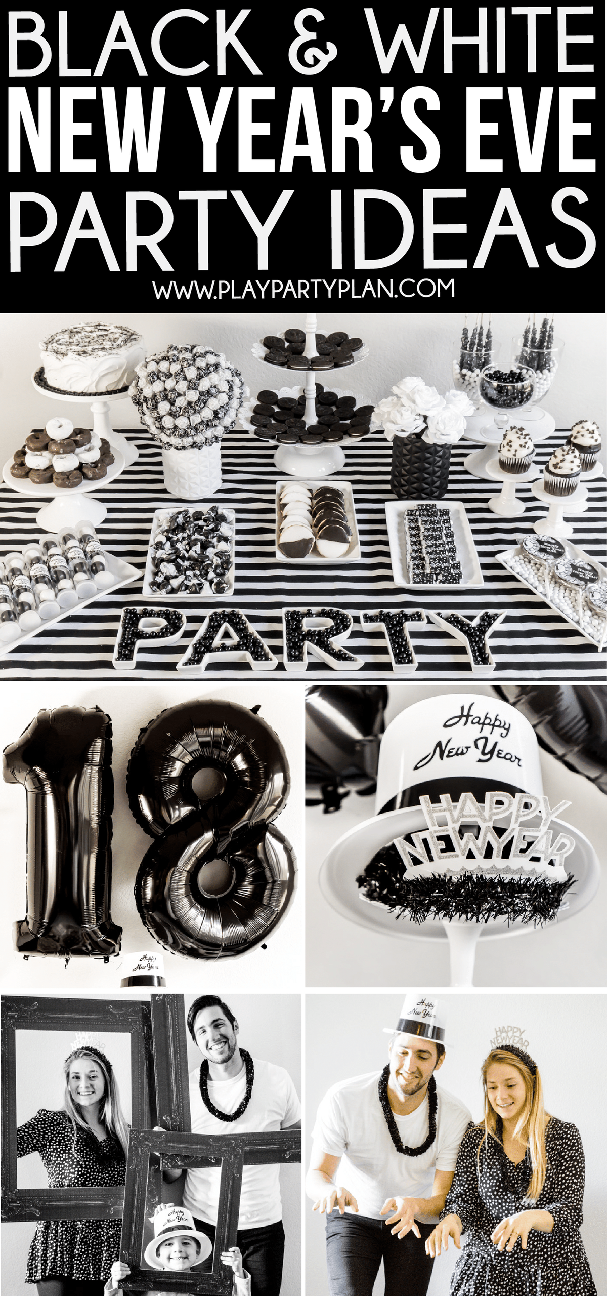 Ótimas ideias de festas em preto e branco para o ano novo
