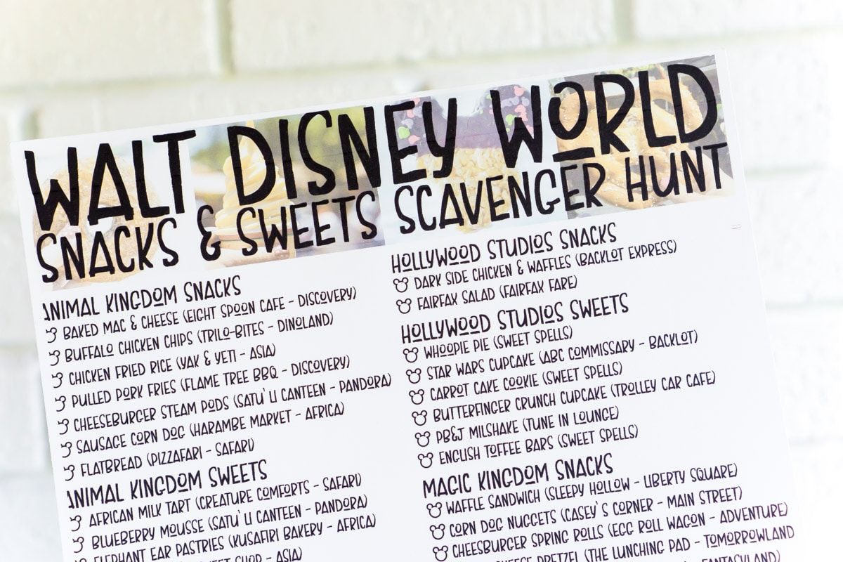 Popoln seznam prigrizkov v Walt Disney World